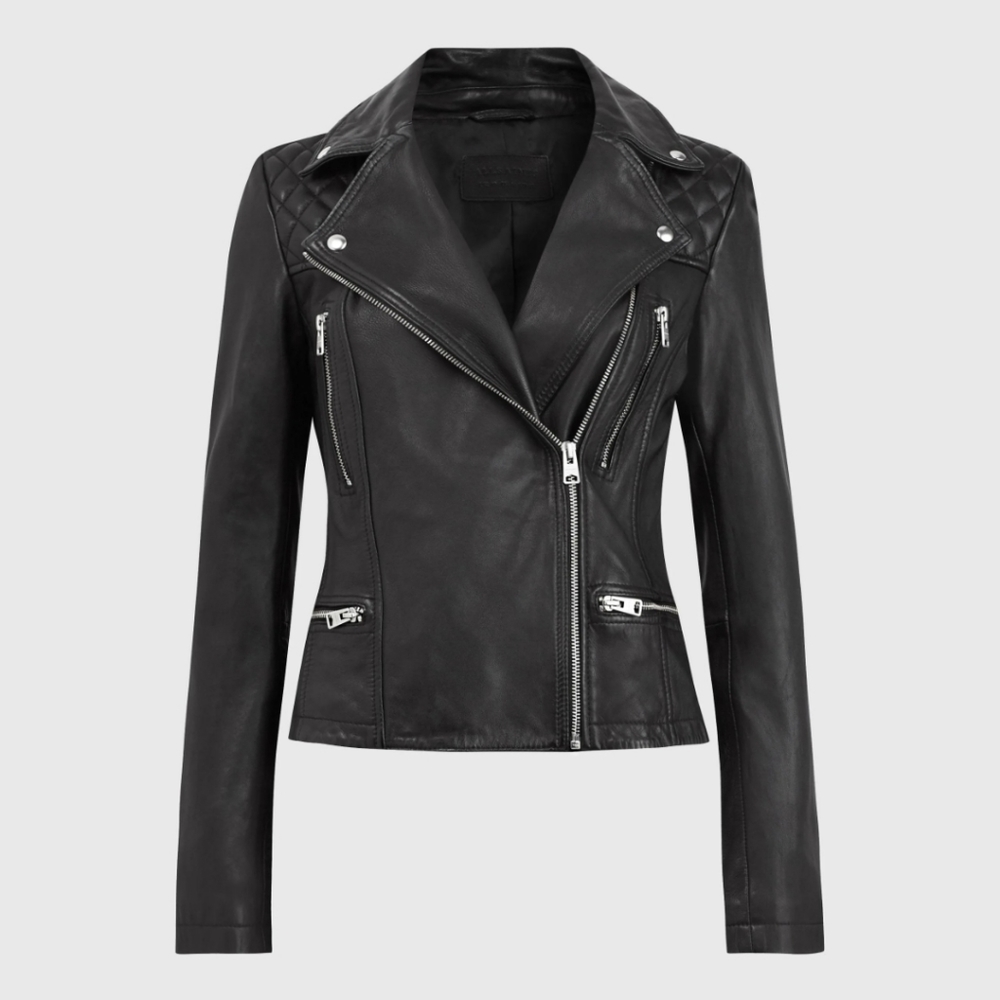 AllSaints Black Leather Moto Jacket
